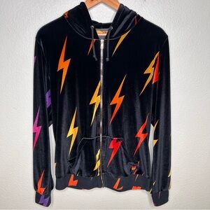 Aviator Nation bolt velvet repeat hoodie black large